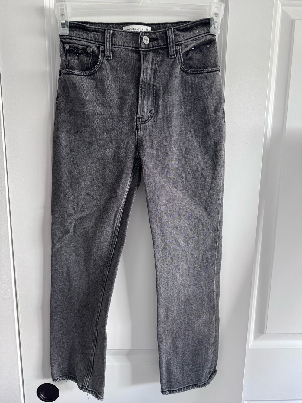 Abercrombie & Fitch the ankle Straight ultra high rise Jeans in Washed Gray